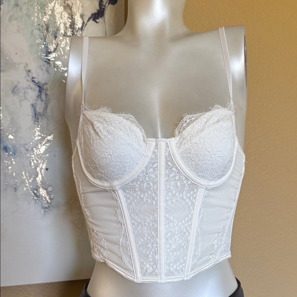 White Fox Boutique White Lace Longline Underwire Bustier